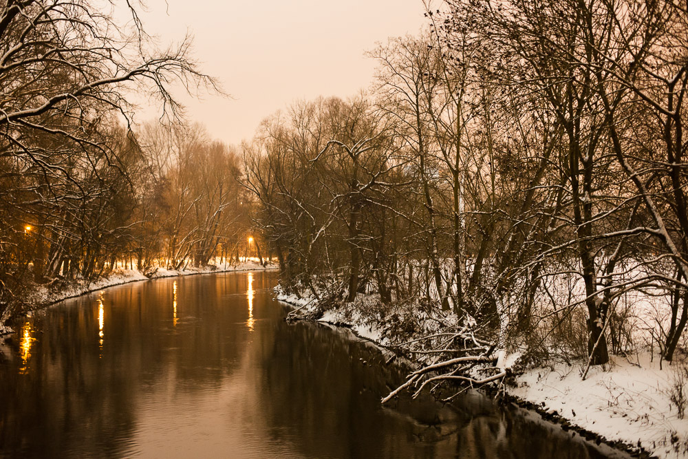 Pegnitz im Winter, Fürth, Schnee